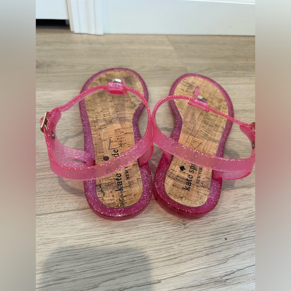 Kate spade yari jelly pink shimmer rubber cork t strap sandals Size 7 - Picture 4 of 7